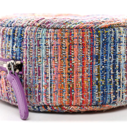 Chanel Tweed Quilted Round Clutch With Chain Blue Pink Orange 9 of 10
