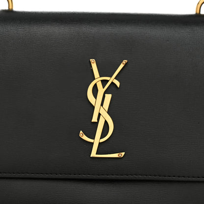 Saint Laurent Smooth Calfskin Medium Monogram Sunset Satchel Black 9 of 12
