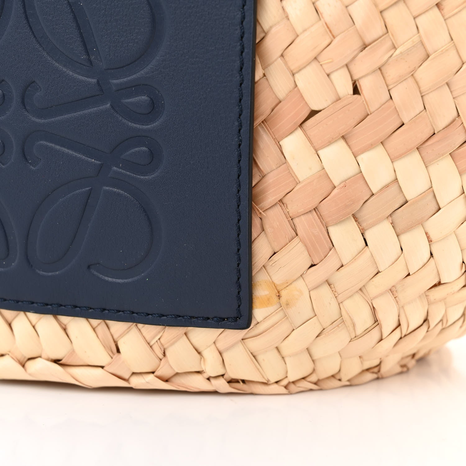 Loewe Raffia Small Basket Tote Bag Natural Tan Navy 11 of 11