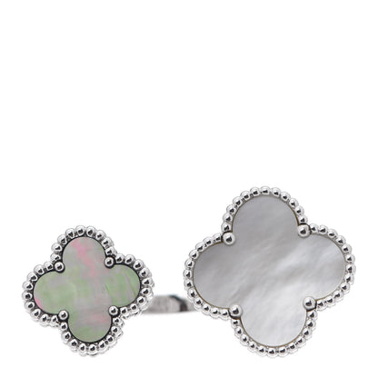 Van Cleef & Arpels 18K White Gold Mother of Pearl Magic Alhambra Between the Finger Ring 48 4.5 1 of 7