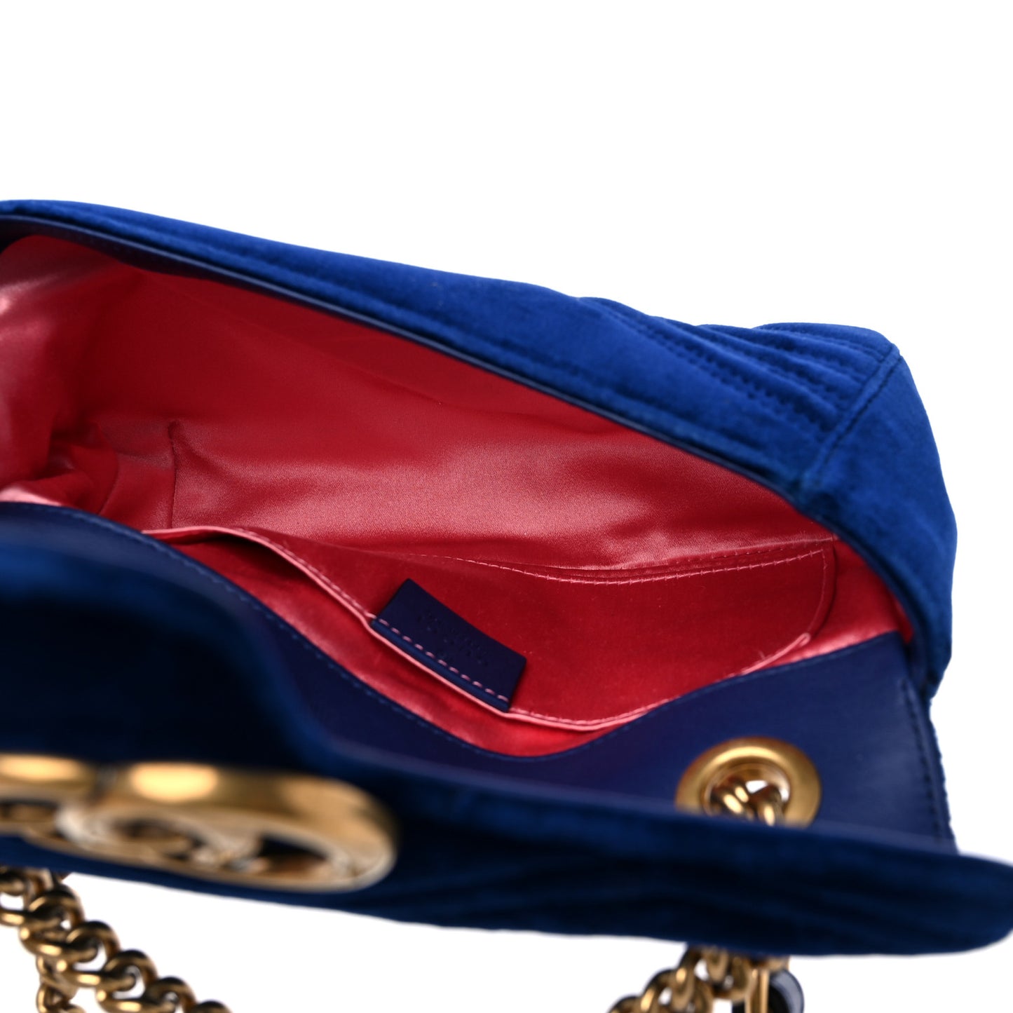 Velvet Matelasse Mini GG Marmont Shoulder Bag Cobalt Blue