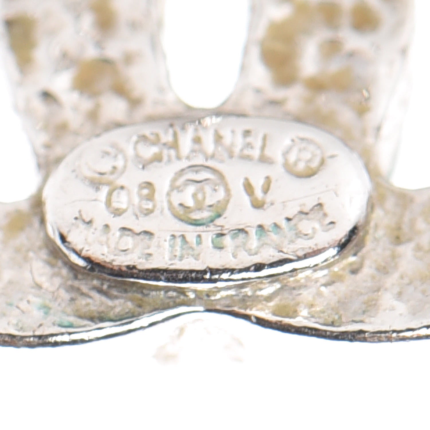 Chanel Crystal Timeless CC Earrings Silver 4 of 5
