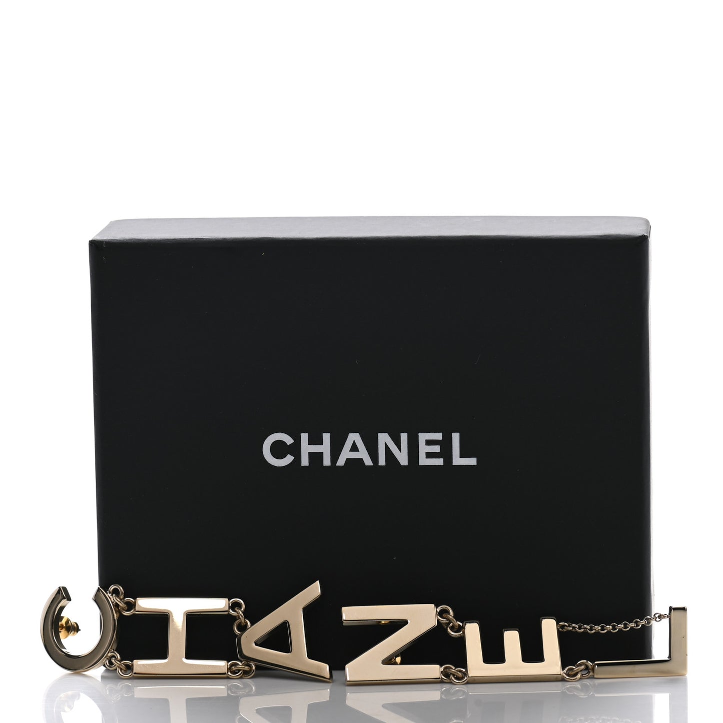 Metal Cha-Nel Logo Drop Earrings Gold