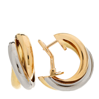 Cartier 18K Pink Yellow White Gold Classic Trinity Hoop Earrings 1 of 6