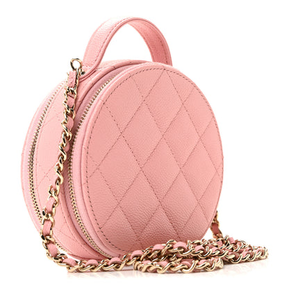 Chanel Caviar Quilted Round Handle With Care Vanity With Chain Pink 5 of 31