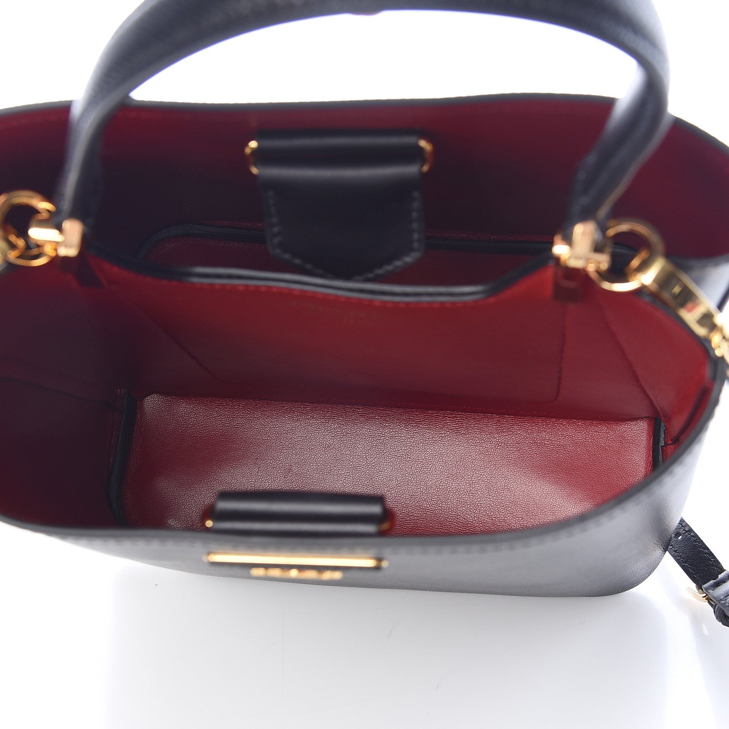 Prada Saffiano Cuir Medium Panier Bucket Bag Black Fuoco 5 of 9