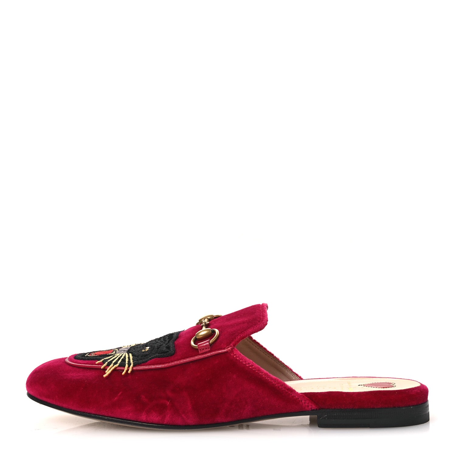 Gucci Velvet Panther Embroidered Womens Princetown Slippers 38 Raspberry Sherbet 1 of 11
