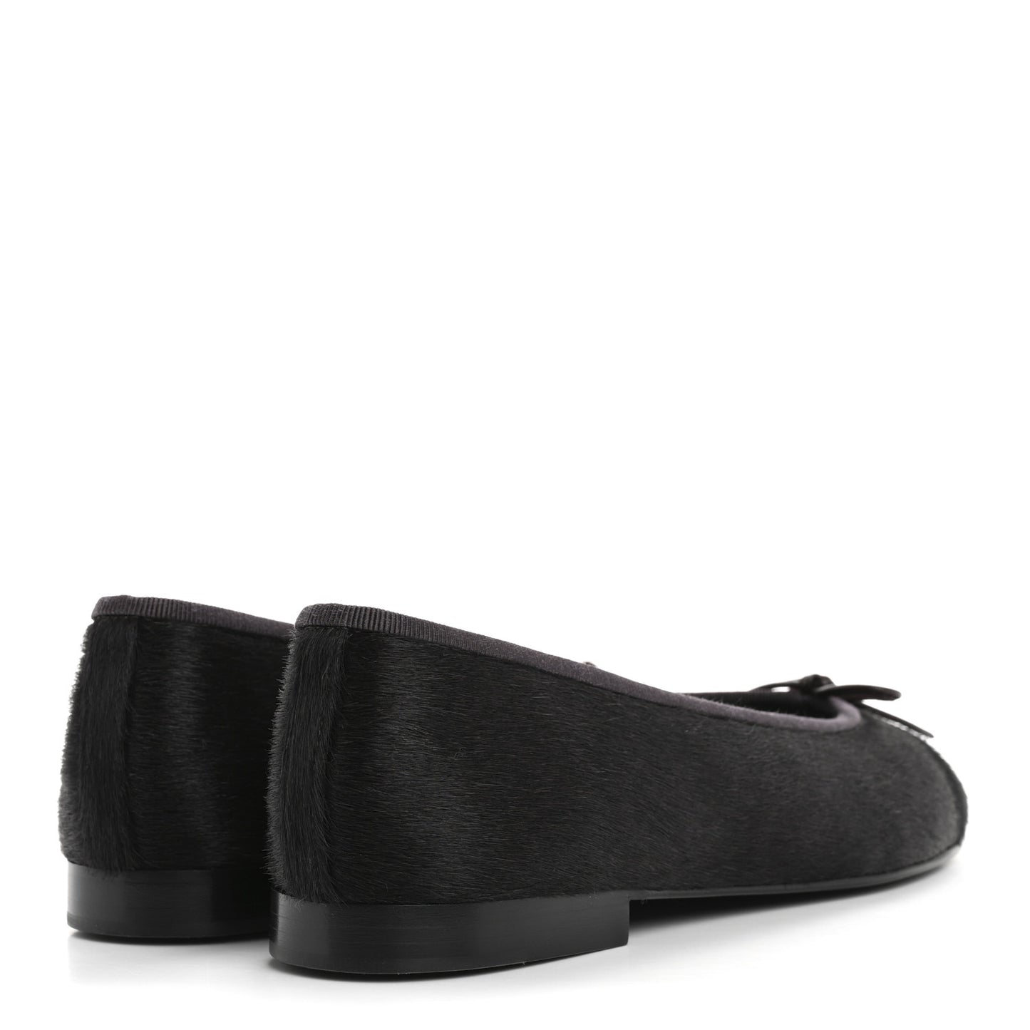Pony Hair Cap Toe CC Ballerina Flats 38 Dark Burgundy Black