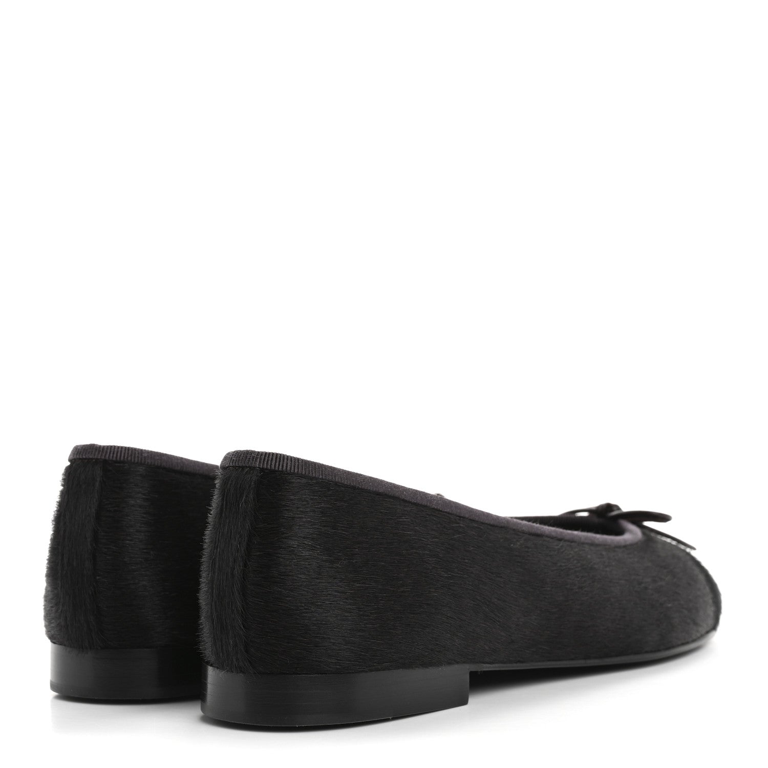 Chanel Pony Hair Cap Toe CC Ballerina Flats 38 Dark Burgundy Black 5 of 10