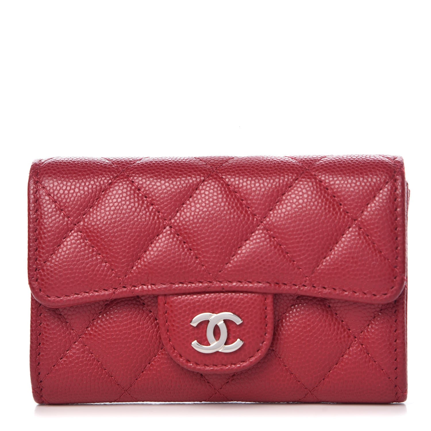 Chanel Caviar Quilted Flap Card Holder Pink 1 of 9