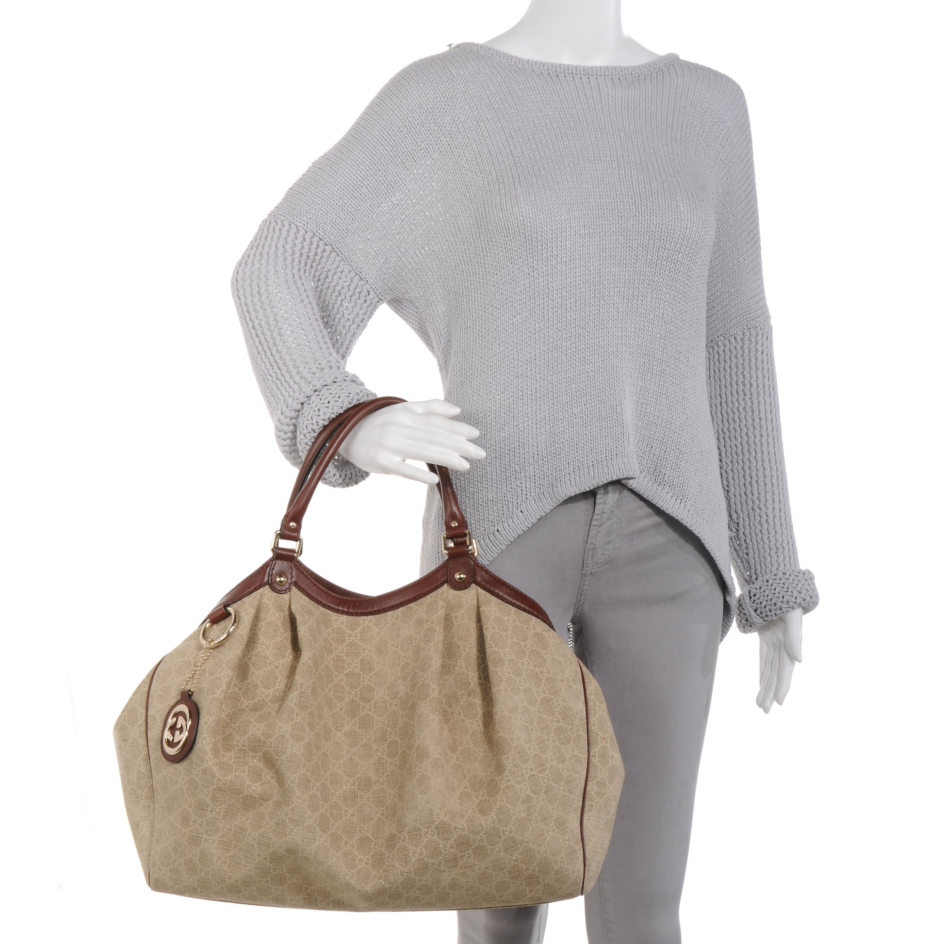 Gucci Monogram Large Cabinato Sukey Tote Brown 2 of 7