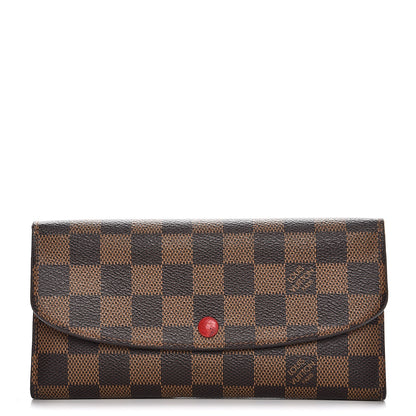 Louis Vuitton Damier Ebene Emilie Wallet Red 1 of 10