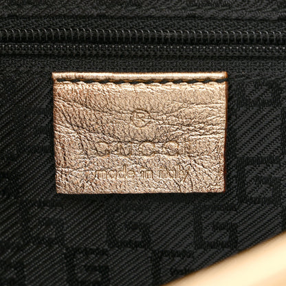 Gucci Metallic Calfskin Bamboo Handle Jackie O Hobo Gold 6 of 10