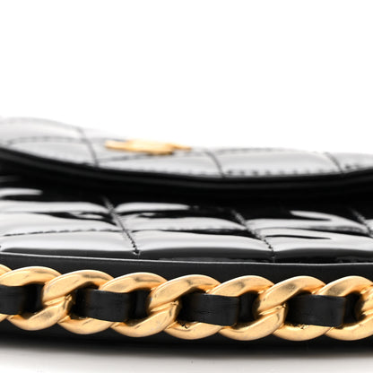 Chanel Patent Calfskin Quilted Chain Hoop Bag Black 10 of 10