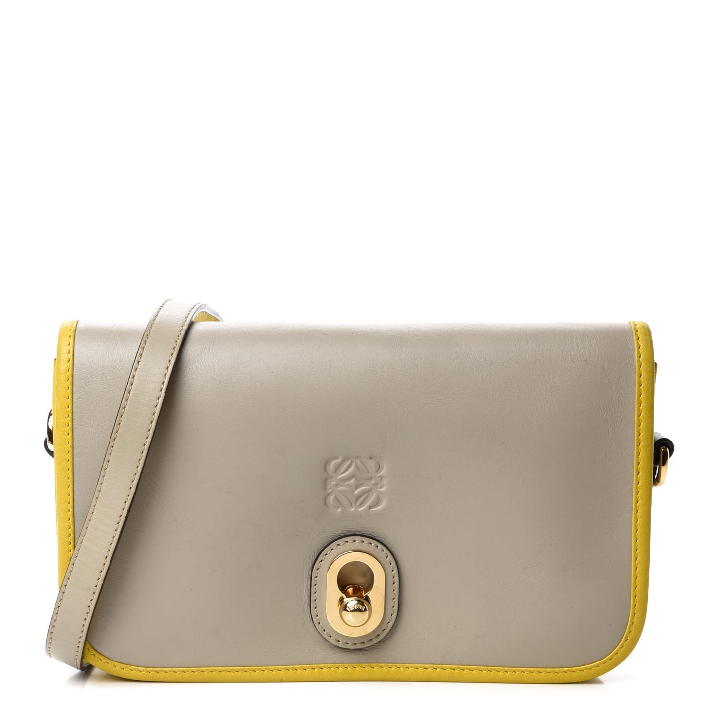 Smooth Calfskin Ines Clutch Mink Yellow