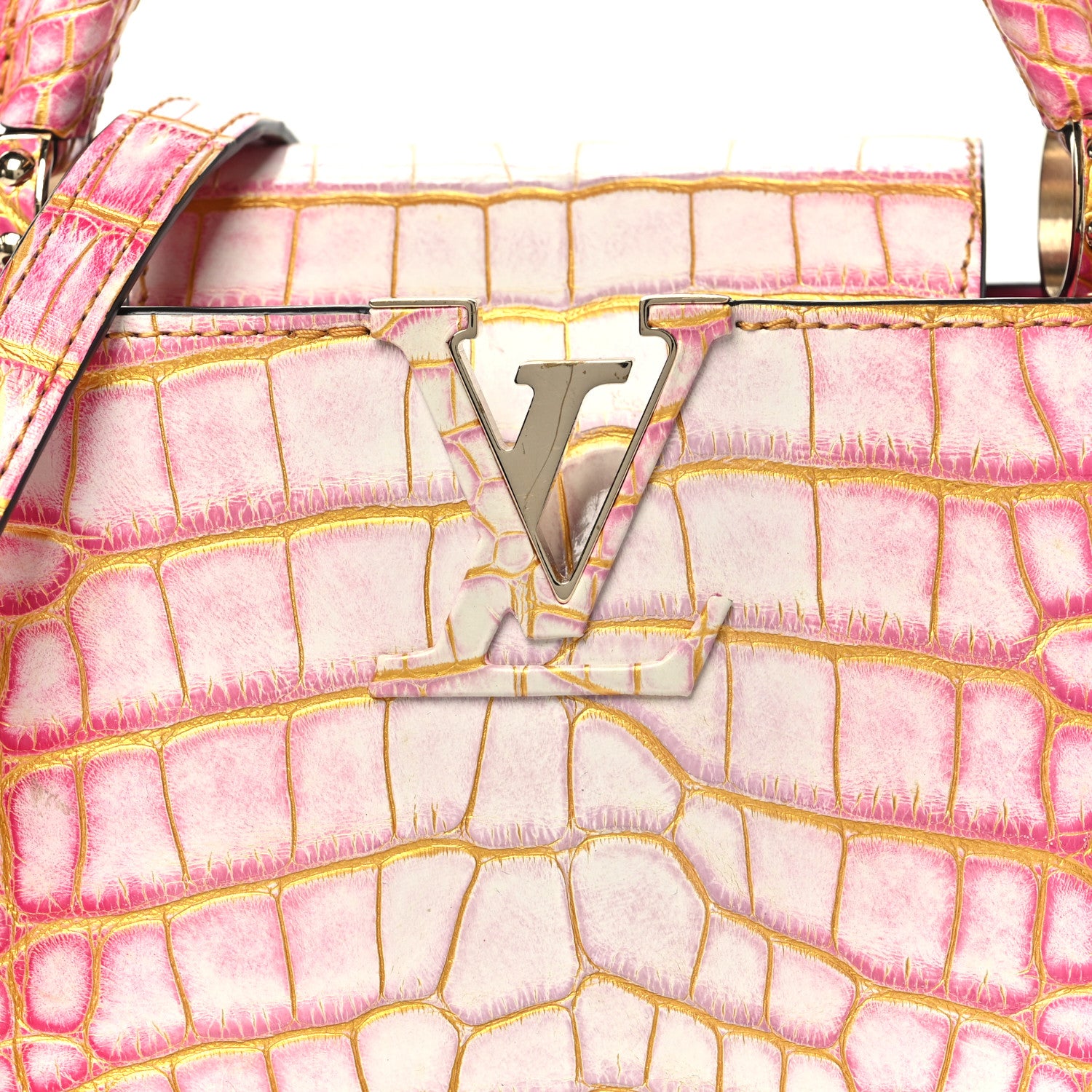 Louis Vuitton Crocodile Mini Capucines Sahara Rose 7 of 9