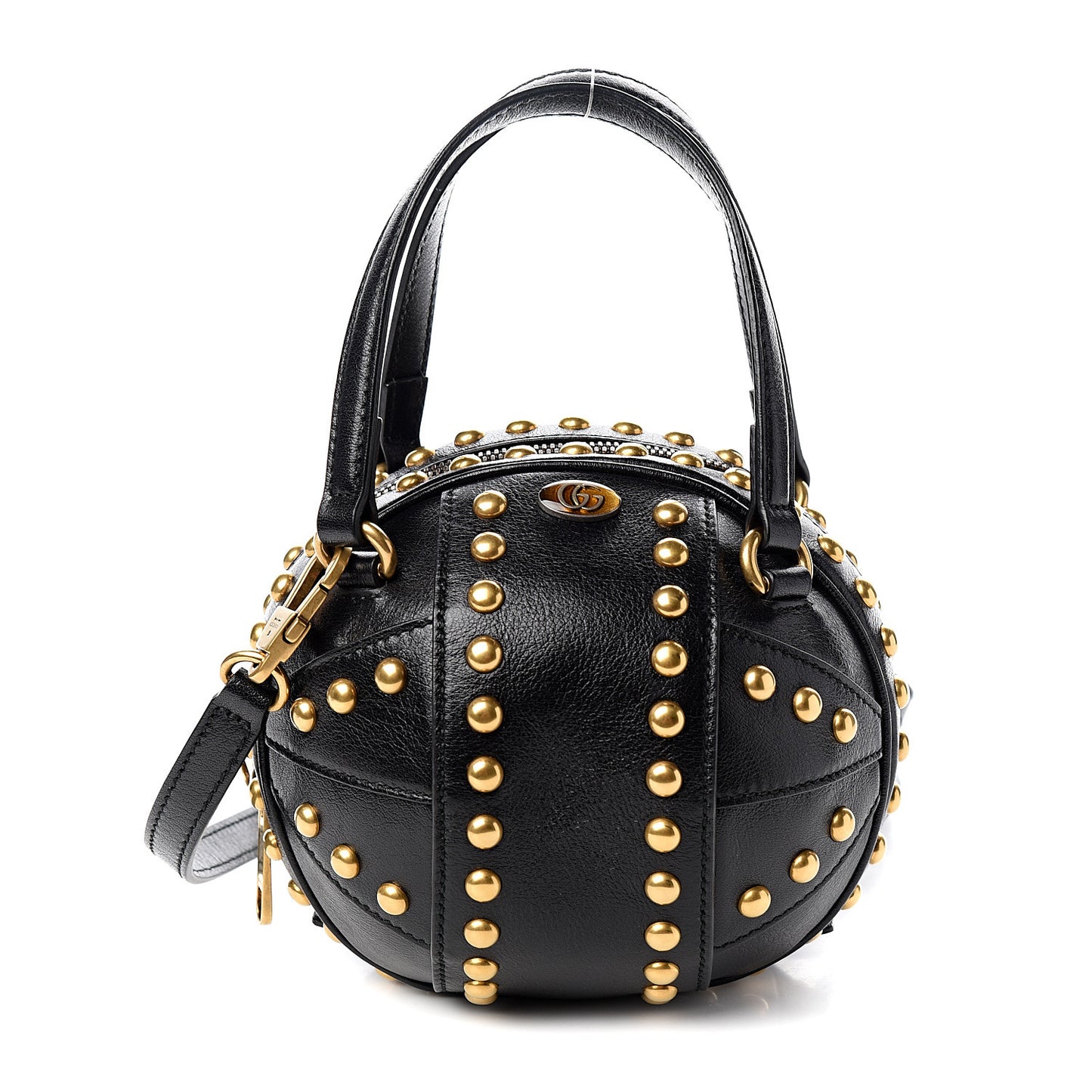 Calfskin Studded Mini Tifosa Baseball Shaped Shoulder Bag Black