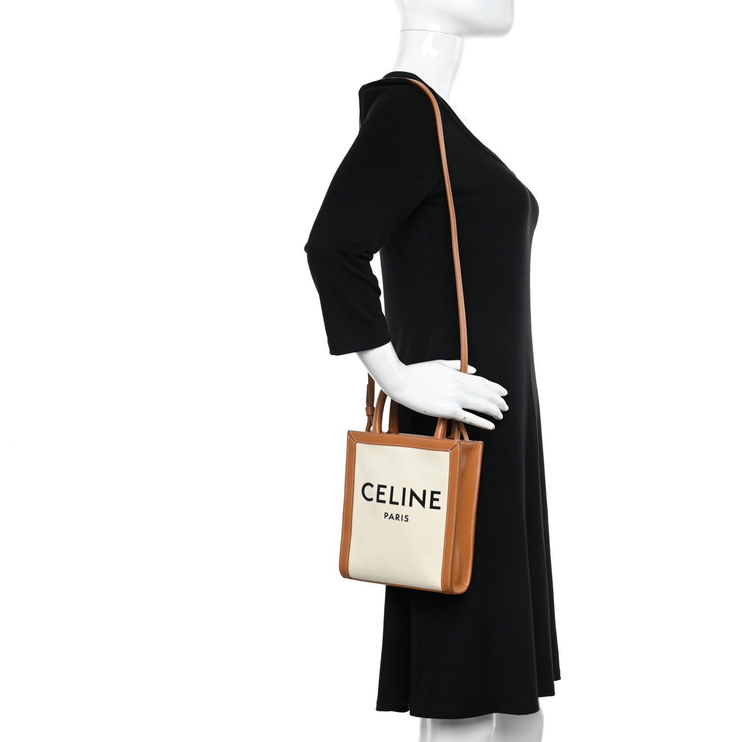 Celine Canvas Calfskin Mini Vertical Cabas Natural Tan 2 of 10
