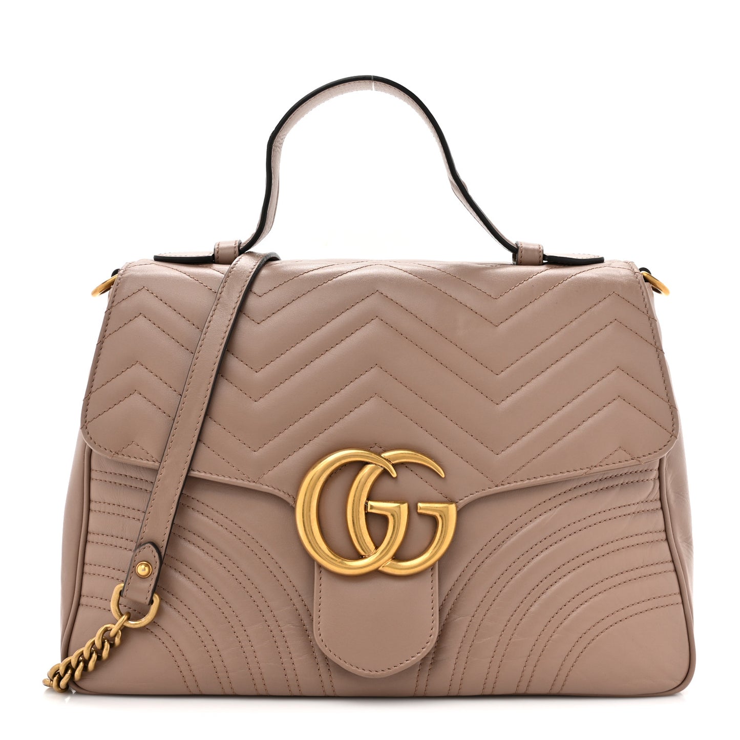 Calfskin Matelasse Medium GG Marmont Top Handle Shoulder Bag Porcelain Rose