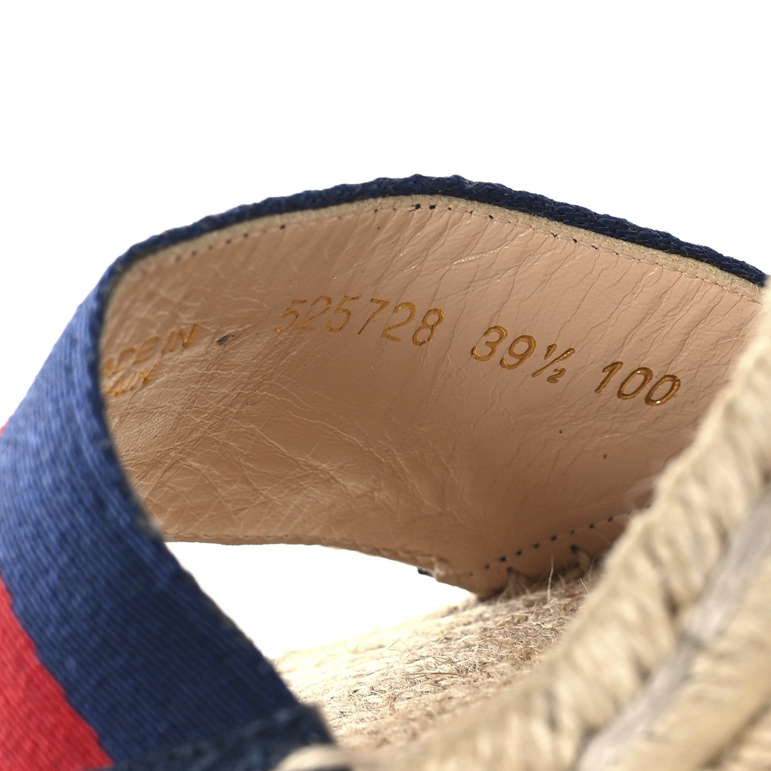 Gucci Canvas Sylvie Web Ankle Wrap Espadrille Wedge Sandals 39.5 Mystic White Hibiscus Red Maritime 7 of 9