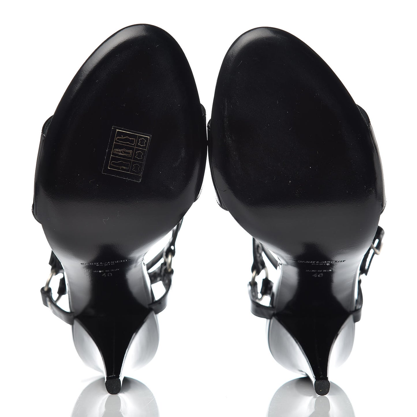 Patent Calfskin Fetish 105 Sandal Heels 40 Black