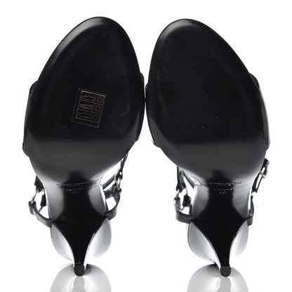 Saint Laurent Patent Calfskin Fetish 105 Sandal Heels 40 Black 7 of 11