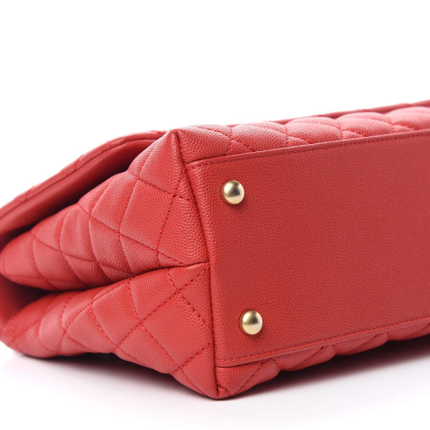 Chanel Caviar Quilted Small Coco Handle Flap Red 9 of 11