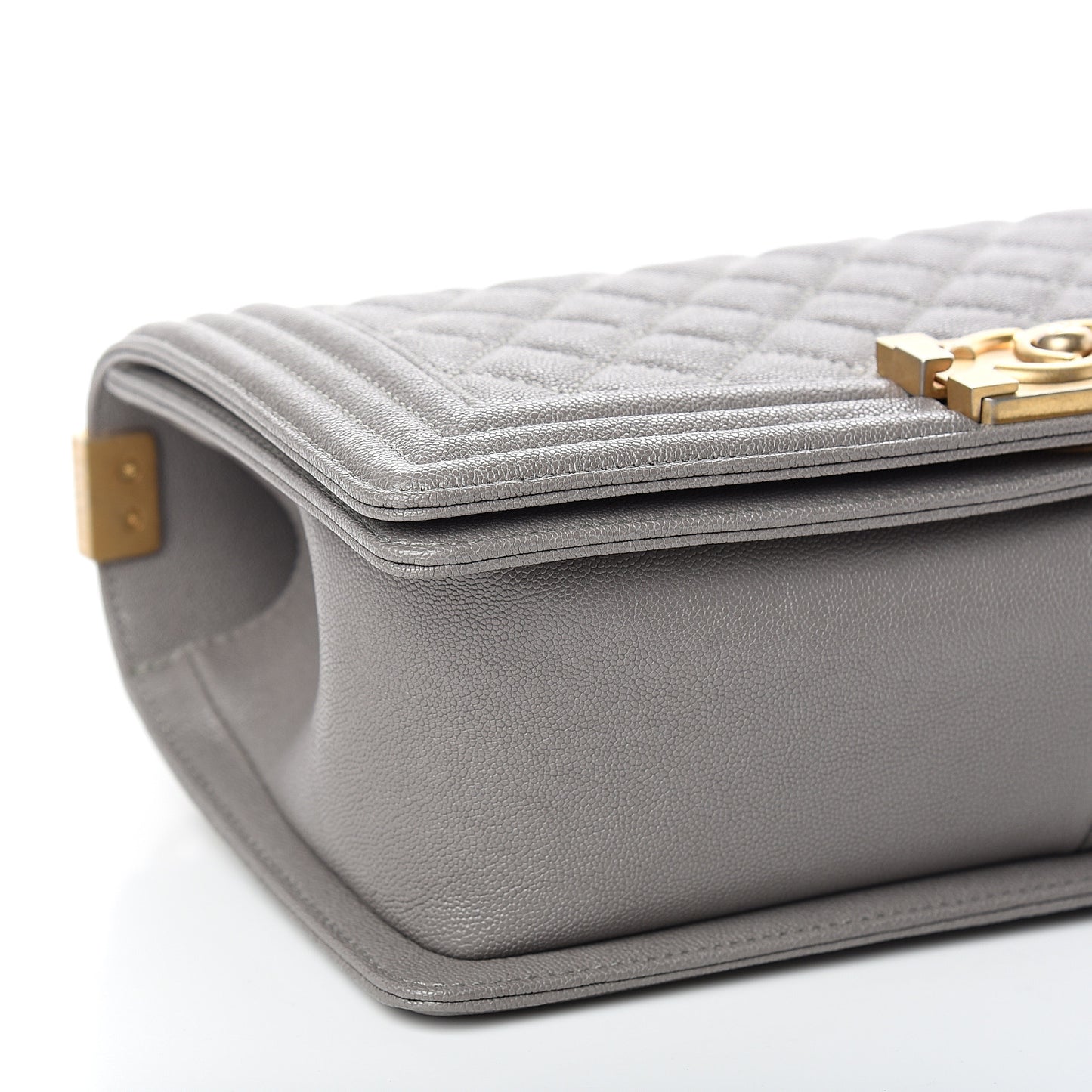 Caviar Quilted Medium Boy Flap Grey