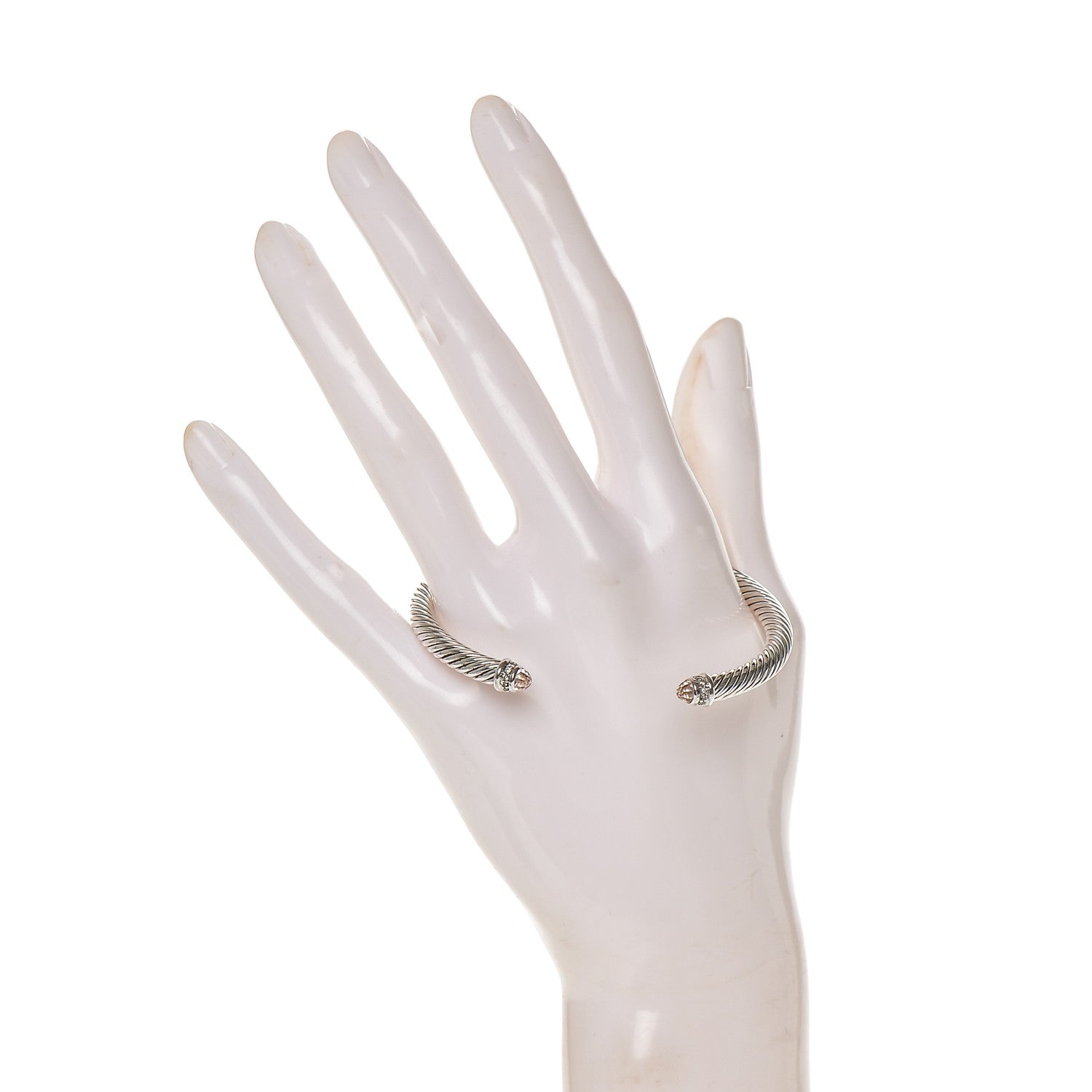 David Yurman Sterling Silver Diamond Morganite 5mm Cable Classics Bracelet 2 of 4