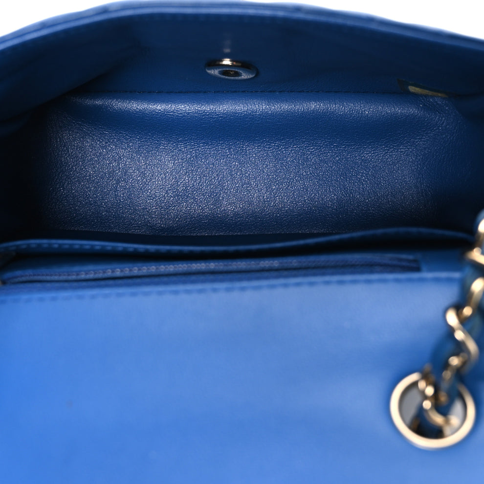 Chanel Lambskin Chevron Quilted Mini Square Flap Blue 1837416 ...