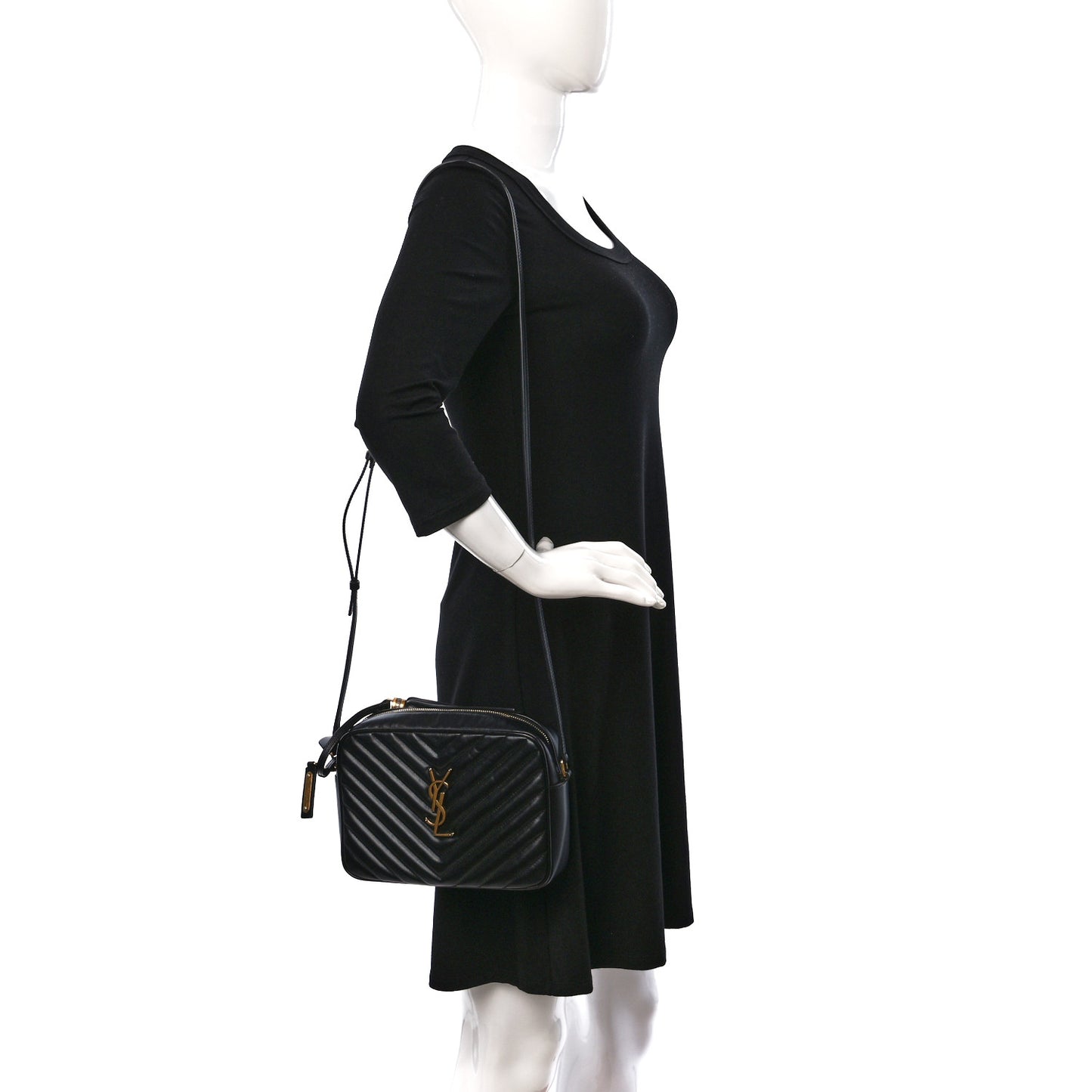 Calfskin Matelasse Monogram Lou Camera Bag Black