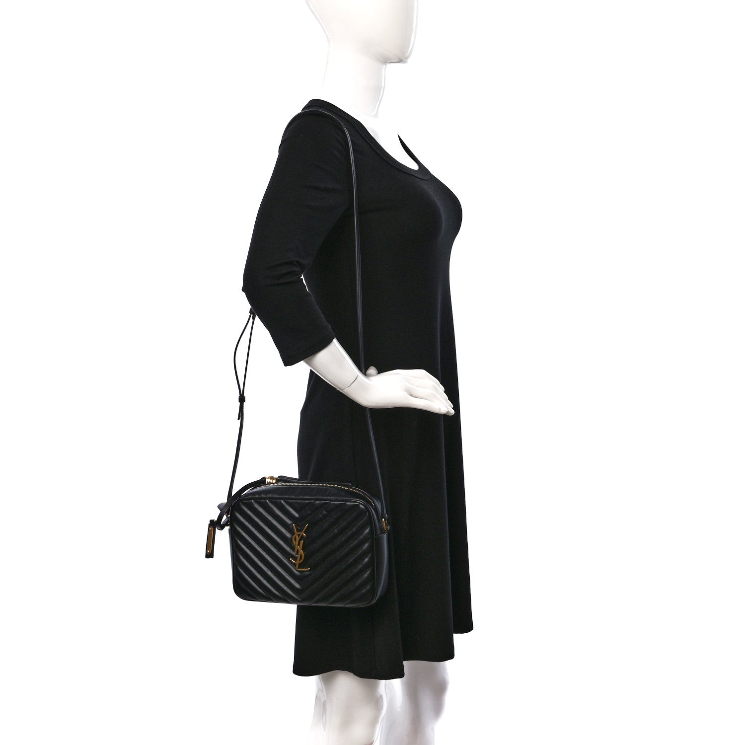 Saint Laurent Calfskin Matelasse Monogram Lou Camera Bag Black 2 of 9