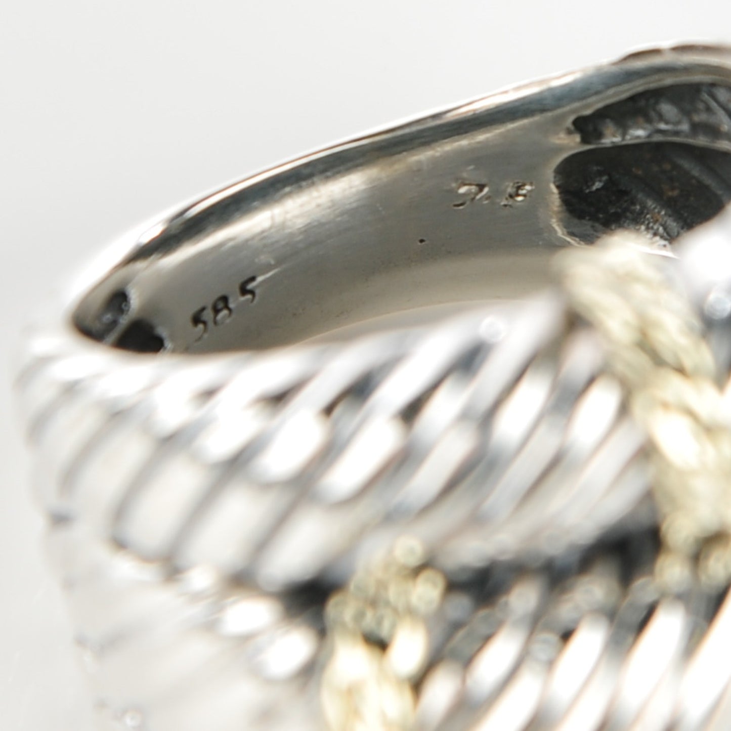 Sterling Silver 14K Yellow Gold 27mm Cable Ring 55 7.25