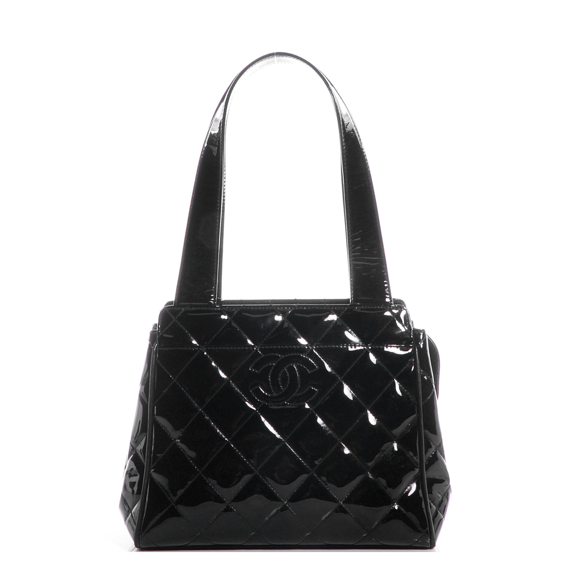 Chanel Patent Quilted CC Shoulder Bag Black 1 of 8