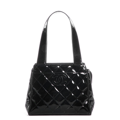Chanel Patent Quilted CC Shoulder Bag Black 1 of 8