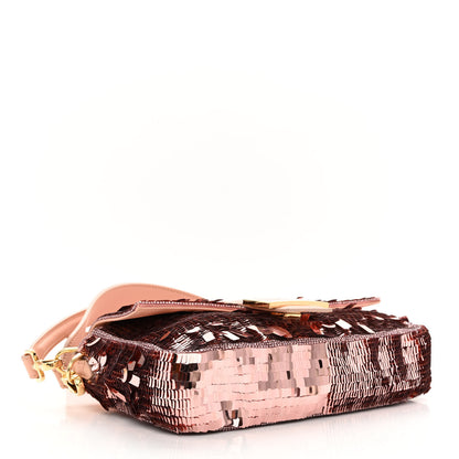 Fendi Sequin Paillettes Vitello Grace Sex and the City Baguette Baby Pink 4 of 10