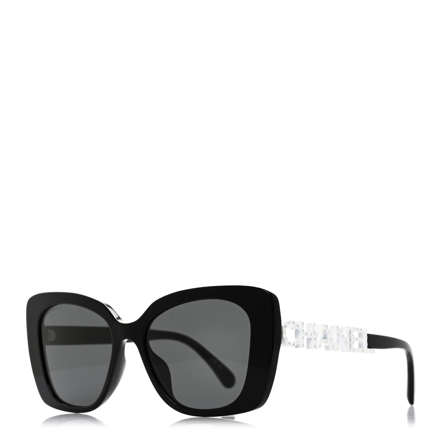 Acetate Strass Square Sunglasses 5422-B-A Black White