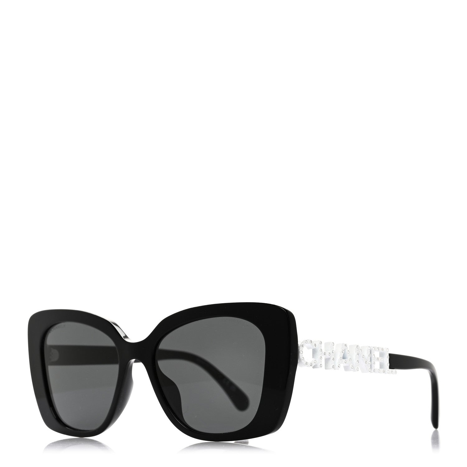 Chanel Acetate Strass Square Sunglasses 5422-B-A Black White 1 of 7