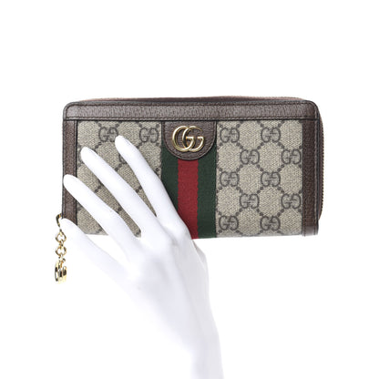 Gucci GG Supreme Monogram Web Ophidia Zip Around Wallet Brown 2 of 7