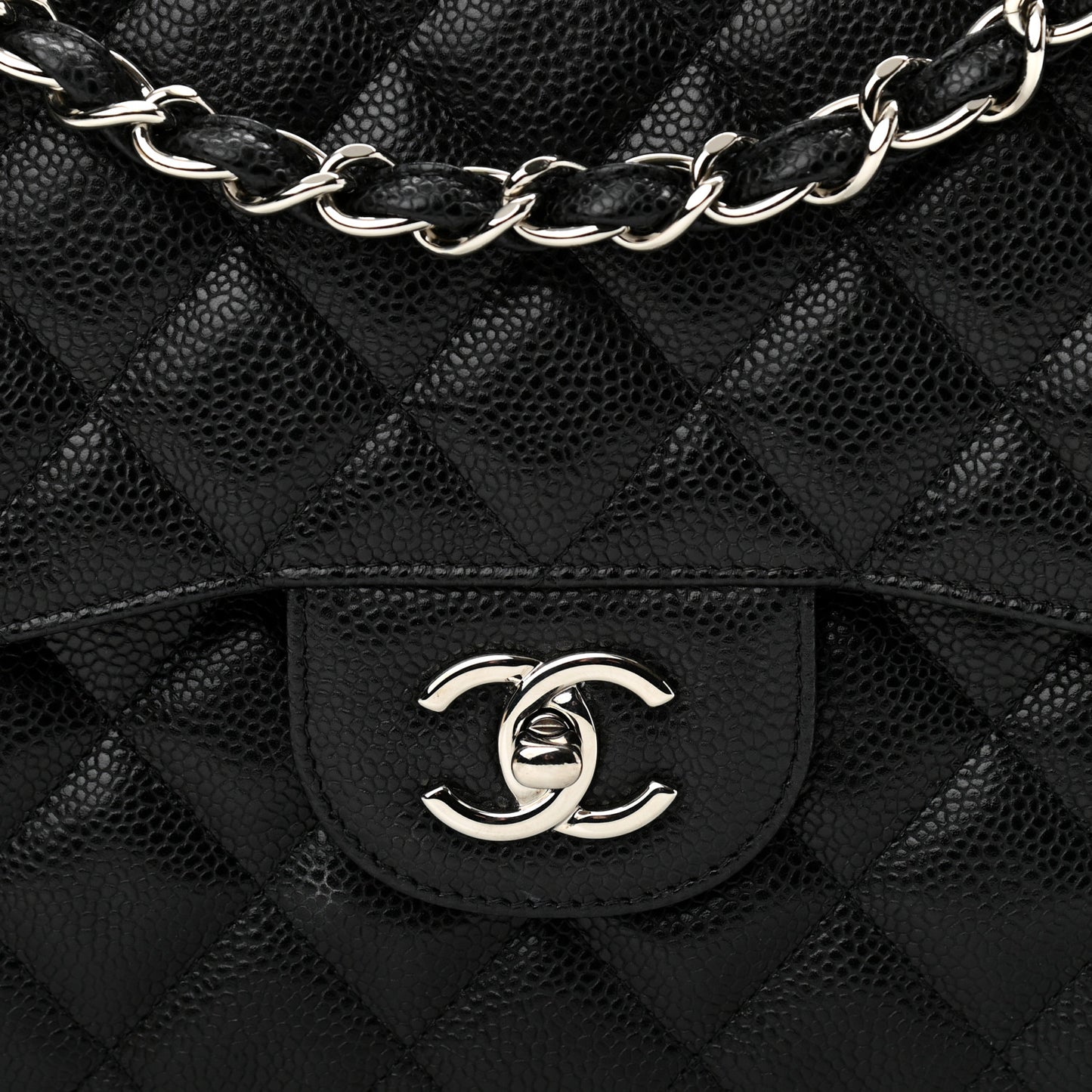 Caviar Quilted Jumbo Double Flap Black
