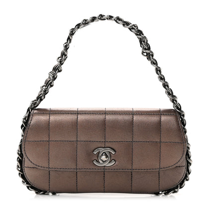 Chanel Metallic Lambskin Quilted Chocolate Bar 3 Chain Flap Bronze 1 of 16