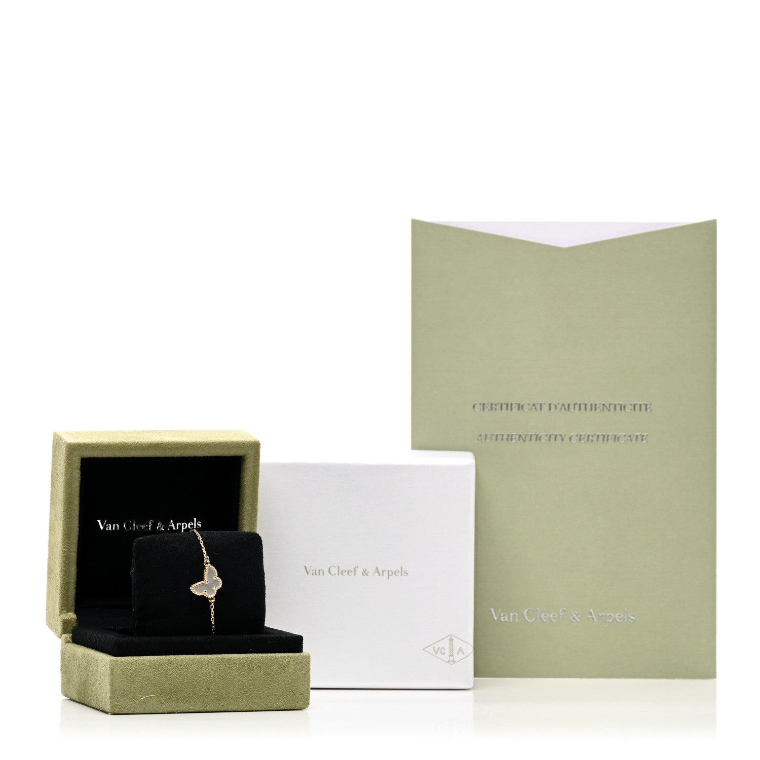 Van Cleef & Arpels 18K Yellow Gold Mother of Pearl Sweet Alhambra Butterfly Bracelet 4 of 4