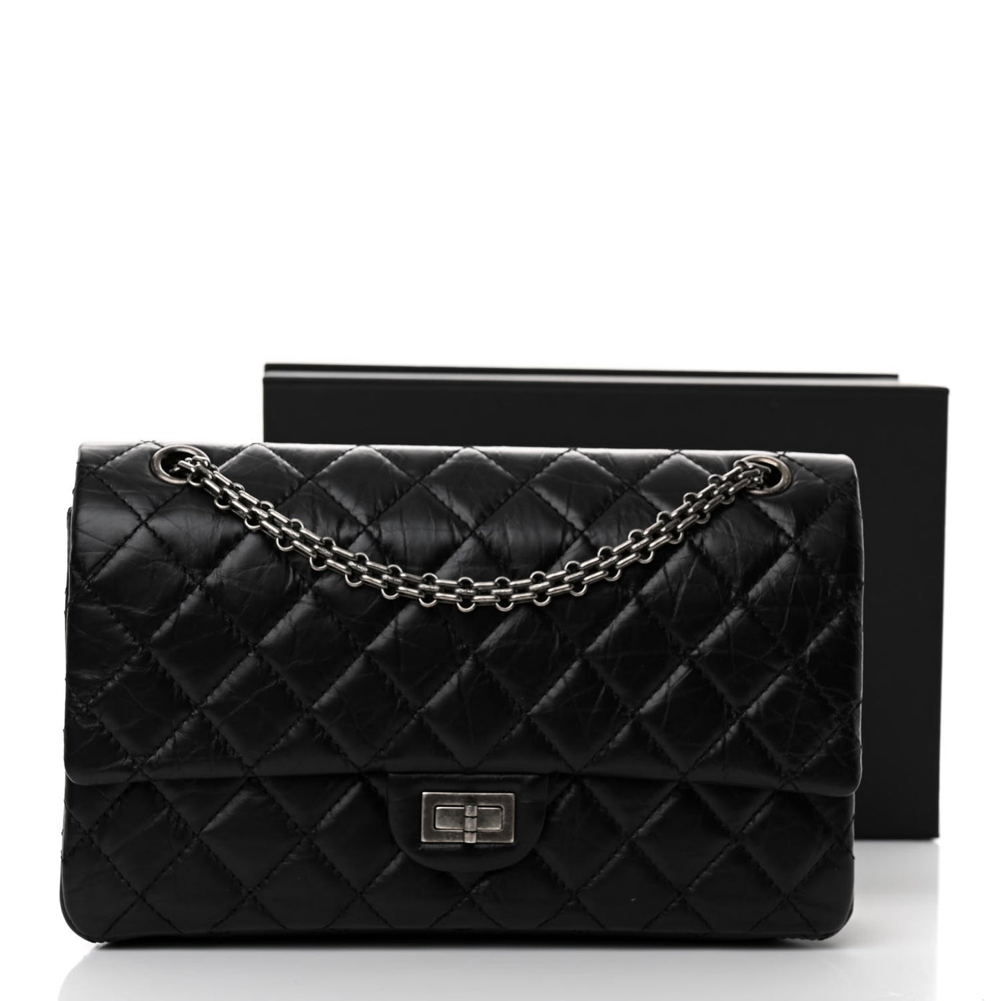 Aged Calfskin Quilted 2.55 Reissue 226 Flap Black