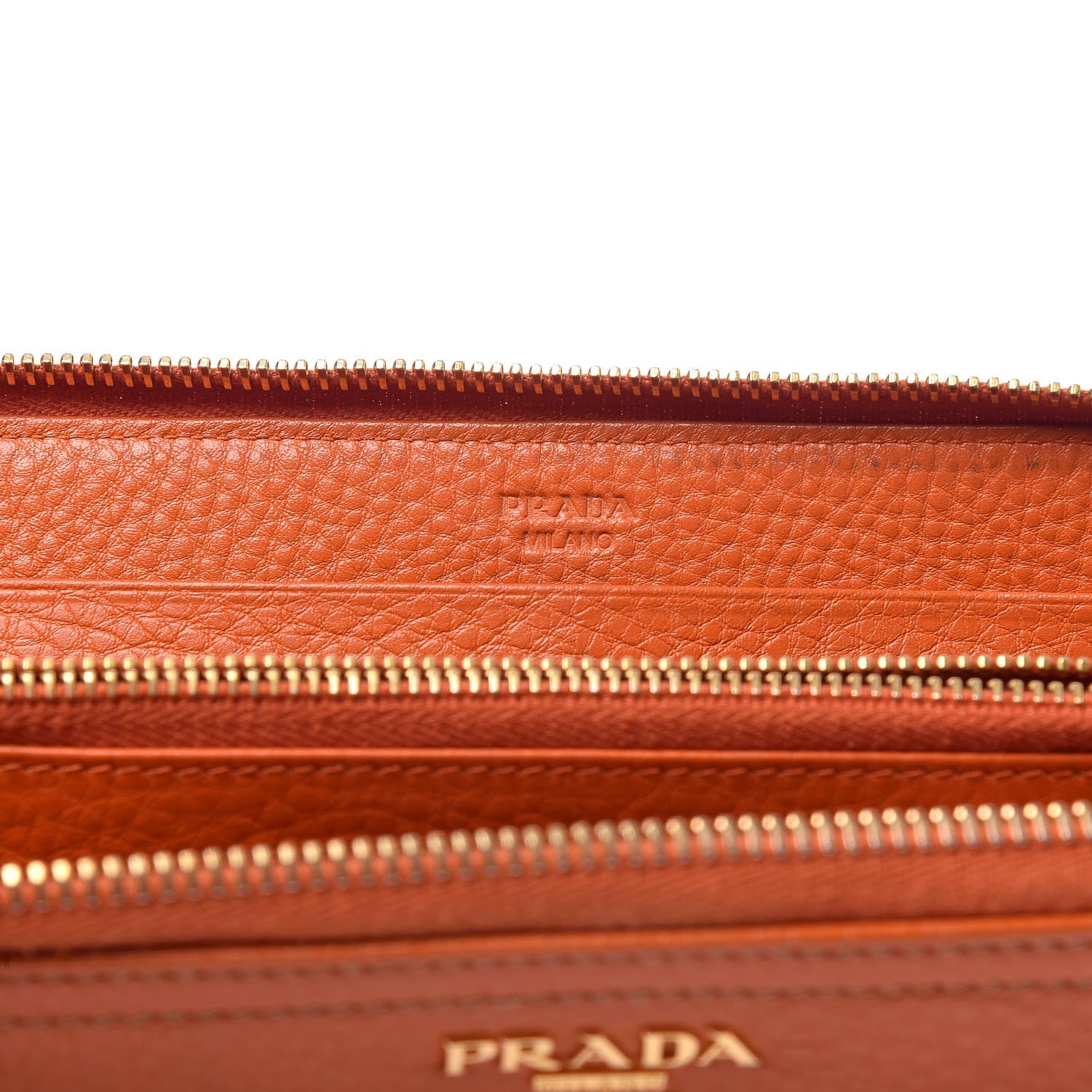 Prada Vitello Daino Zip Around Wallet Papaya 6 of 12