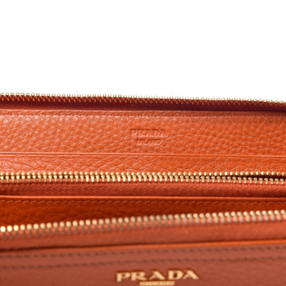 Prada Vitello Daino Zip Around Wallet Papaya 6 of 12