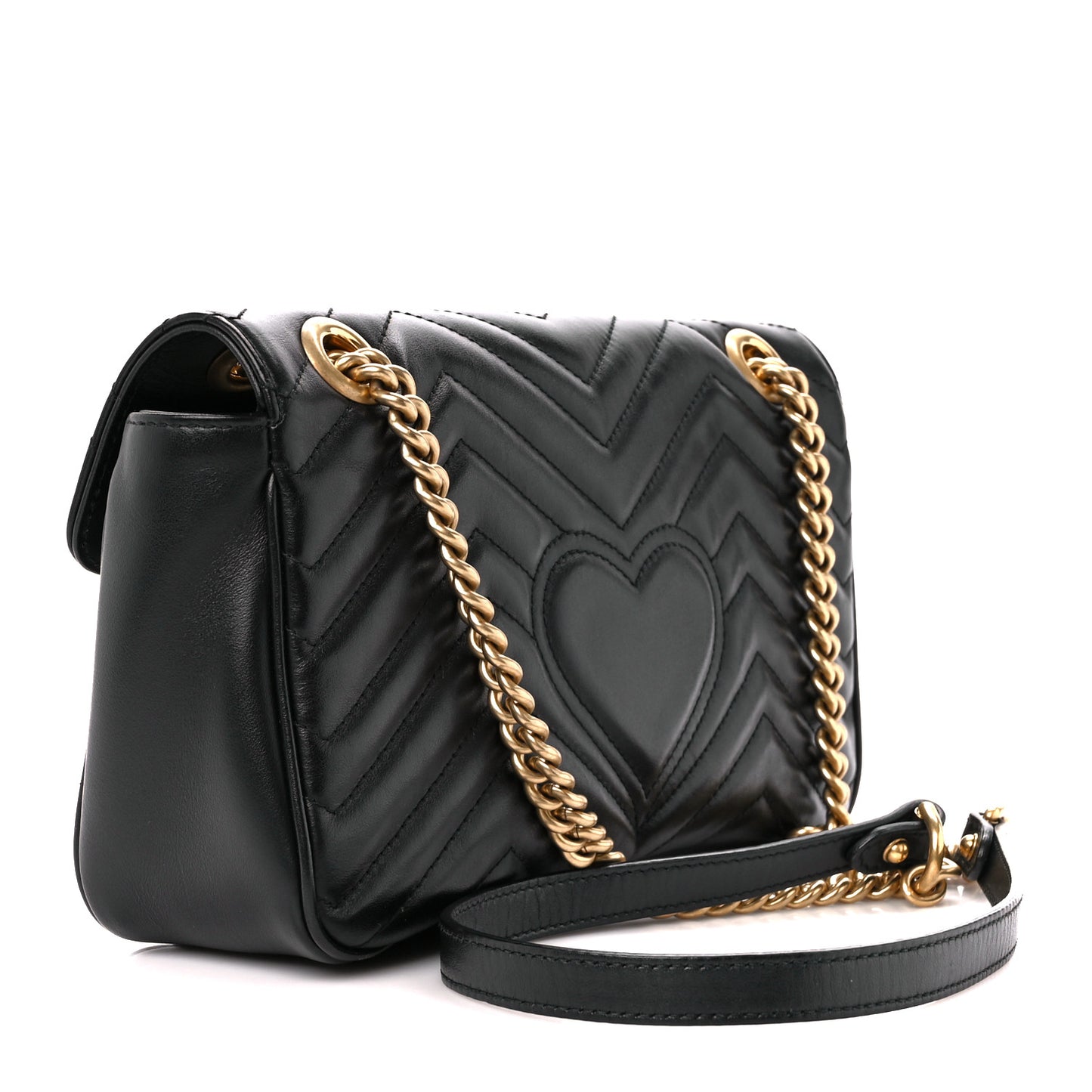 Calfskin Matelasse Small GG Marmont Shoulder Bag Black