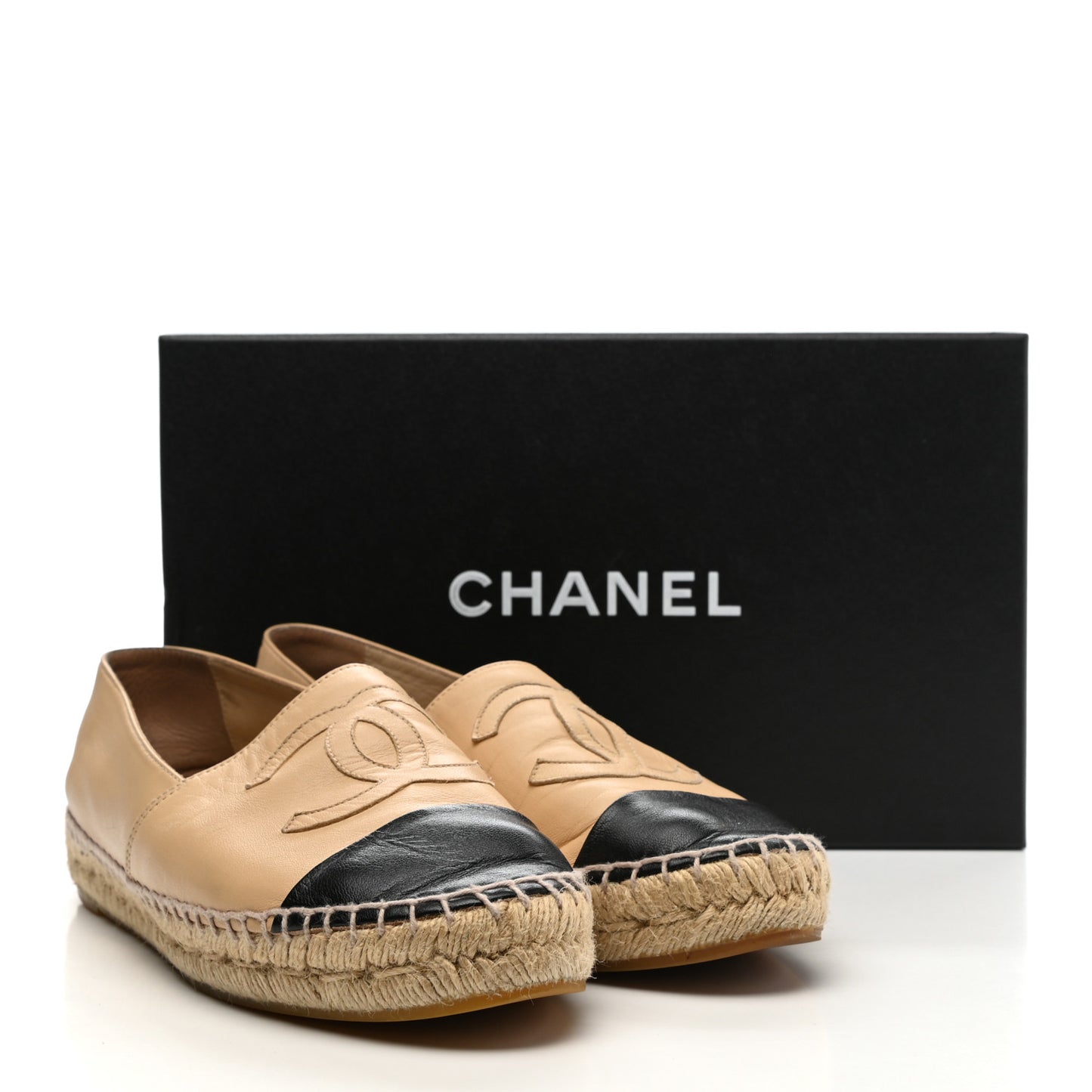 Lambskin CC Espadrilles 38 Beige Black