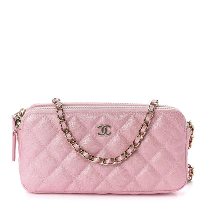 Chanel Iridescent Caviar Quilted Small Clutch With Chain Pink 1 of 12