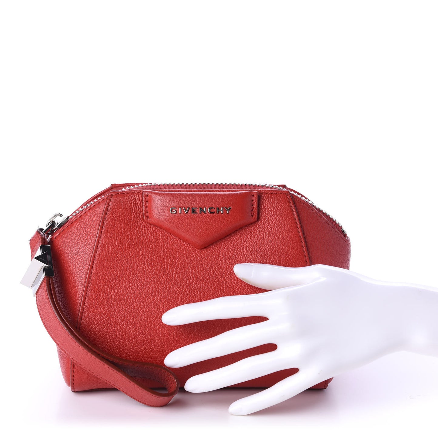 Sugar Goatskin Small Antigona Beauty Wristlet Red