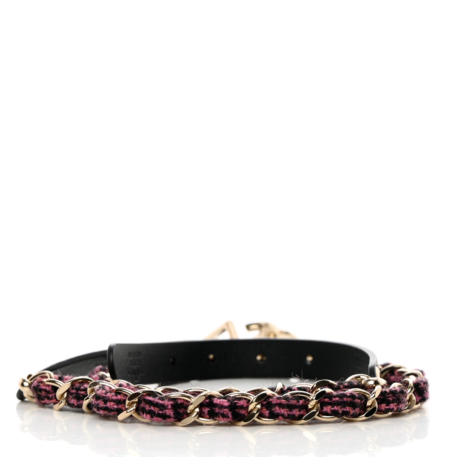 Chanel Calfskin Tweed CC Chain Belt 75 30 Black Pink 3 of 10